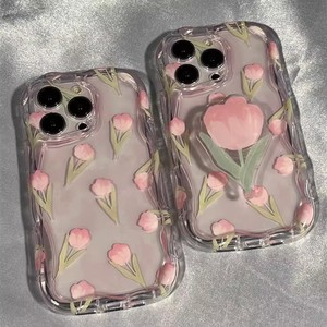 เคสโทรศัพท์ลายดอกทิวลิปสุดหรูสำหรับไอโฟน 14 พลัส 14 โปร 13 เนื้อครีมสวยงามหรูหราป้องกันได้อย่างดี - Product Image 1