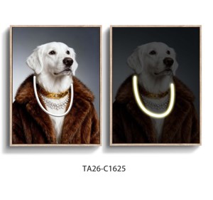 Grande toile murale décorative pour chambre et salon, avec motif de chien <span class=keywords><strong>graffiti</strong></span> LED amusant, toile murale cool avec chien, prête à accrocher, plusieurs tailles disponibles - Product Image 1