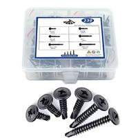 Vis autoperceuses et autotaraudeuses à tête hexagonale en acier inoxydable 410, oxydées noires, 16 mm, kit assorti emballé en boîte pour le métal