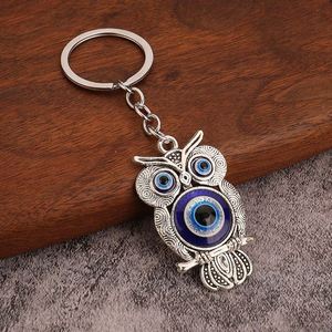 Porte-clés rétro style hibou bleu œil porte-bonheur, pendentif décoratif en alliage écologique - Product Image 4