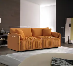2 के साथ 72-इंच डबल सोफे तकिए मध्य-सदी आधुनिक प्यार सीट फर्नीचर आसान--स्थापित करने के लिए नरम