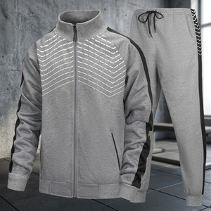 Survêtements d'hiver en molleton respirant imprimé uni, unisexe, avec logo personnalisé, ensemble deux pièces pour l'entraînement sportif et le jogging, vente en gros - Product Image 3