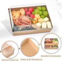 Boîtes à charcuterie personnalisées avec couvercles transparents 7x5 pouces, contenants alimentaires en papier brun jetables, boîtes à pâtisserie pour sandwichs