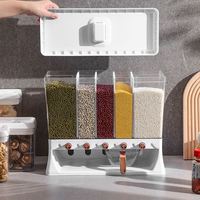 Distributeur mural de céréales et de riz à 5 compartiments pour la maison – Boîte de rangement pour aliments secs et lentilles