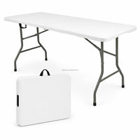 Table de camping pliable légère CE 8 FT, noire, portable, en plastique, rectangulaire, pour repas en plein air