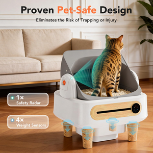 Litière automatique <span class=keywords><strong>pour</strong></span> chat OKKPETS OEM, bac à litière robot autonettoyant <span class=keywords><strong>pour</strong></span> plusieurs chats, ouverture supérieure, contrô<span class=keywords><strong>le</strong></span> automatique par <span class=keywords><strong>application</strong></span>, avec finition imitation bois - Product Image 6