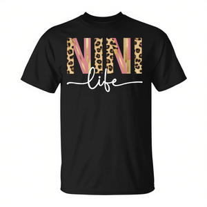 Nini Life T-shirt noir à imprimé léopard pour femme, vêtements décontractés - Product Image 2