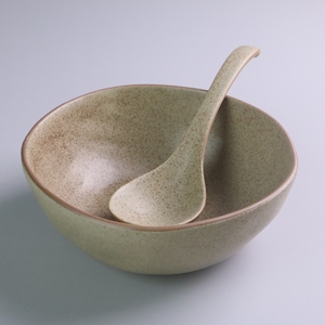 KHÁCH SẠN retro màu be gốm súp lớn phục vụ muỗng tùy chỉnh phong cách Nhật Bản không thể phá vỡ bữa tối sáng tạo đặt muỗng gạo dài - Product Image 3