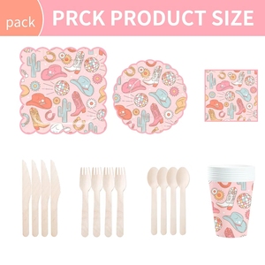 DAMAI - Juego de Platos de Papel para Fiesta de Cumpleaños de Vaquero, Estilo Nuevo Personalizado en Rosa, Decoración para Fiesta del Oeste - Product Image 4