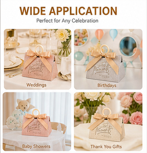 Custom Champagne Gold Textured Paper Gift <b>Box</b> with Wooden <b>Ring</b> Handle Satin Ribbon Bow Packaging for Luxury Jewelry Wholesale - Product Image 4