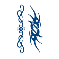 BXTAT Semi-Permanent Bleu Genipa Jus Tatouage Demi-Face Loup Renard Volant Dragon Croix Mandala Épine Pomme GZ013to18 Temporaire