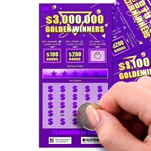 Vàng người chiến thắng jackpot Xổ Số thẻ cào kích thước tùy chỉnh logo mẫu in kỹ thuật số tùy chỉnh Xổ Số vé - Product Image 4