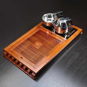 Solid Wood <b>Tea</b> Tray With Electric Stove Four In One Kung Fu <b>Tea</b> <b>Set</b> Heat Resistant Flat Design Customizable - Product Image 1