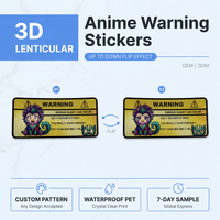 Autocollant de voiture personnalisé en 3D lenticulaire à effet de bascule, motif anime, personnage de dessin animé, commande en gros