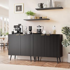 Mueble de Almacenamiento Moderno con Puertas Acanaladas, Estantes Ajustables, Gran Capacidad, Independiente, para Entrada o Sala de Estar, <span class=keywords><strong>Buran</strong></span> - Product Image 2