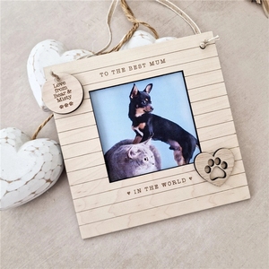 Pet Mother Day Gift the <strong>Best</strong> <strong>Mum</strong> Dad Wooden Photo Frame with Footprints - Product Image 4