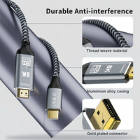 Câble HDTV Type-C 8K, longueur optimisée, conducteur en cuivre sans oxygène plaqué or, gaine en nylon, pour ordinateur portable, moniteur, projecteur, home cinéma