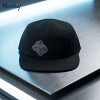 Gorra de béisbol estructurada de 5 paneles, resistente, de gran volumen, color obsidiana negra, certificada por Primary Hub, para comercio global