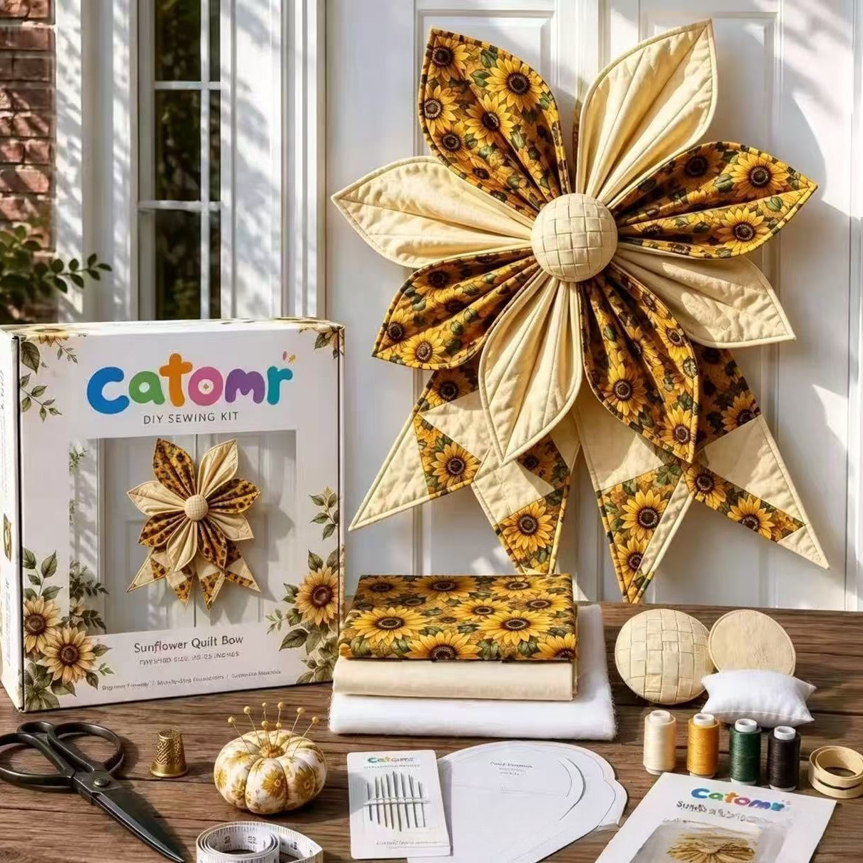 Multicolor Patchwork Bow - Sunflower