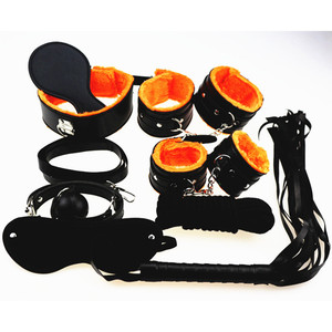 Ensemble exclusif transfrontalier de jouets en peluche pour adultes, lot de 10 pièces, menottes, bâillons, fouet, ensemble en cuir et peluche pour adultes. - Product Image 1