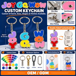 Porte-clés en métal émaillé rigide personnalisés, lettres colorées, plaqué argent, breloques promotionnelles, OEM ODM - Product Image 4