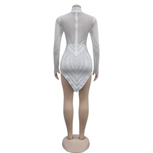 Vestido de Noche Elegante QY831, <span class=keywords><strong>Color</strong></span> Sólido, Decoración de Pedrería, Cuello Alto, Manga Larga, Vestido de Gala, <span class=keywords><strong>Color</strong></span> Sólido, Transparente - Product Image 5