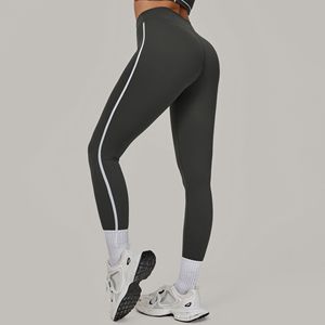 YIYI Pantalones de Yoga Dreamlux para <span class=keywords><strong>Mujer</strong></span>, Cintura Alta, Sin Costuras Delanteras, Suaves como la Mantequilla, para Correr y Hacer Ejercicio, con Franja Lateral en Contraste, MOQ Bajo - Product Image 3
