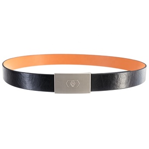 Cinto masculino preto de alta qualidade, estilo casual personalizado, com fivela de placa. - Product Image 3