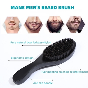 Set di Spazzole per <span class=keywords><strong>Barba</strong></span> con Manico Curvo in Legno 360 Wave, Setole Naturali di Cinghiale, <span class=keywords><strong>Kit</strong></span> per Barbiere e Salone, per la Cura della <span class=keywords><strong>Barba</strong></span> Maschile - Product Image 3