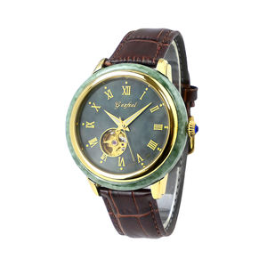 Luxury Brand Leather Strap Emerald Couple <b>Watch</b> Automatic <b>Mechanical</b> Jade <b>Watch</b> - Product Image 2