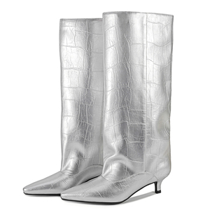Colors Custom Wide Upper Prints Long Booties Low Heels on Shoes Women's Pointed Toe Knee High <b>Boots</b> - Product Image 5