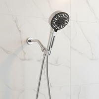 Douche à main 2-en-1 multifonctionnelle détachable, pressurisée, moderne, en acier inoxydable chromé, avec jet doux