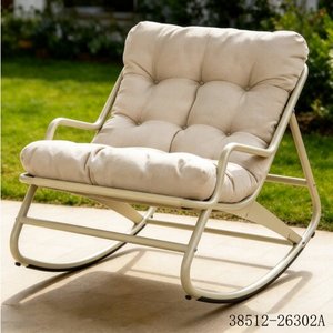 Contemporary Aluminum Rocking Garden <b>Chairs</b> with Fabric <b>Cushions</b> Manual Recliner Outdoor Patio Furniture Set 38512-26302 - Product Image 1
