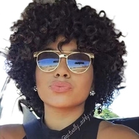 Perruques courtes bouclées cheveux rebondissants Afro Wave cheveux brésiliens coupe Pixie perruque de cheveux humains faite à la machine avec une frange pour les femmes noires