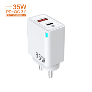 India Eco-Friendly PD35W Cargador rápido Adaptador de corriente A + <span class=keywords><strong>C</strong></span> Tipo <span class=keywords><strong>C</strong></span> 35W Cargador de pared con pantalla LED y protección OTP - Product Image 2