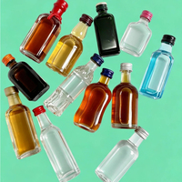 Botol Minuman Keras Kaca Mini 50ml Grosir Pabrik Berbagai Model, Botol Sampel Kecil Kosong untuk Alkohol, Cetak Kustom