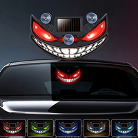 Lumière d'ambiance LED pour voiture Evil Demon Smile, double alimentation solaire et USB-C, détection intelligente des vibrations, éclairage multiple