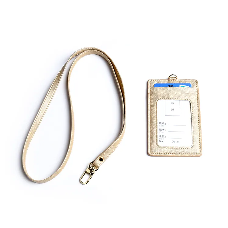 Custom Logo Vertical Flower ID Badge Card Holder with 1 Clear ID Window and Detachable Neck Lanyard
