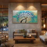 Peinture à l'huile abstraite de fleurs en 3D peinte à la main, peinture au couteau sur toile, décoration murale pour le salon, décoration de la maison