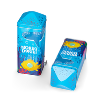 Usine directe boîte à biscuits en étain personnalisé de haute qualité en forme de maison bonbons Biscuit chocolat cadeau bleu musique boîte en étain