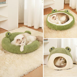 Cama Cálida para Perros y Gatos con Diseño de Rana Pequeña, Casa para Mascotas de Invierno y Otoño, <span class=keywords><strong>Cueva</strong></span> Suave de Felpa para Gatos y Perros Pequeños - Product Image 5