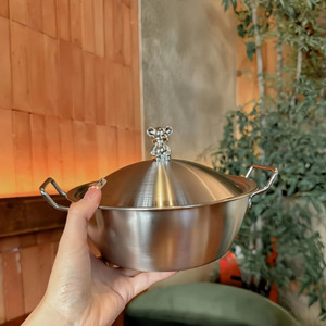 304 Stainless Steel Pot 19cm Double Handle Instant Noodle Bowl Salad Bowl Food Serving Dish Kitchen <b>Cookware</b> - Product Image 2
