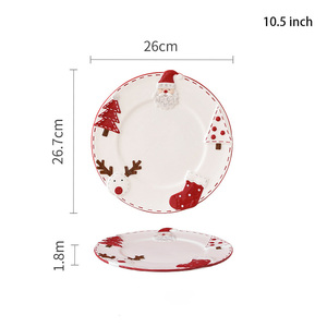 GZYSL, venta al por mayor, vajilla creativa nórdica moderna para el hogar, plato redondo de Navidad, plato de cerámica en relieve, plato <span class=keywords><strong>poco</strong></span> profundo de Santa - Product Image 6
