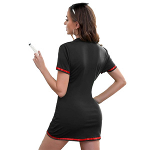 <span class=keywords><strong>Costume</strong></span> d'<span class=keywords><strong>infirmière</strong></span> sexy pour femme, robe moulante mini, tenue de cosplay médical, uniforme pour fête d'Halloween, festival, club, soirée dansante - Product Image 6
