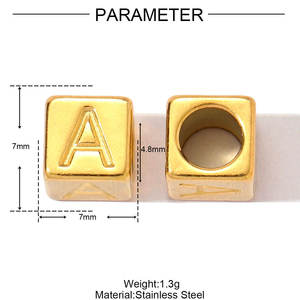 Acier inoxydable A-Z <span class=keywords><strong>Lettre</strong></span> Alphabet Entretoise Perles Femmes Capital Initiale Nom <span class=keywords><strong>Cube</strong></span> DIY Collier Pendentifs Bijoux - Product Image 4