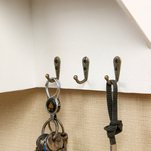 Estante de almacenamiento montado en la pared, blanco, 1 nivel, con ganchos para llaves, organizador de correo, sala de estar, dormitorio, cocina, estante decorativo - Product Image 3