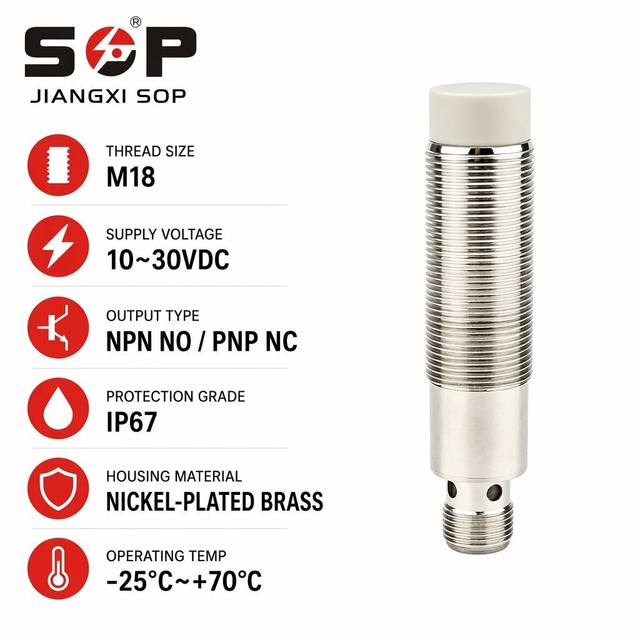 OEM Flush Non-Flush M18 Inductive Proximity Sensor 5-16mm Sensing Range NPN PNP NO NC 10-30VDC IP67 2M Cable for Heavy Machinery