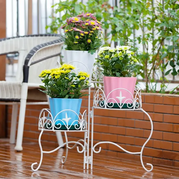 3 Ebenen zusammen klappbar Hoch leistungs garten angehoben Stahl Eisen Metall Blumentopf Pflanzen Steh halter Pflanzer Stand Regal