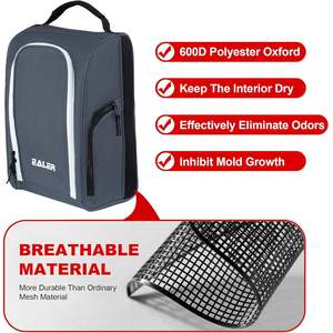 EALER กระเป๋ารองเท้ากอล์ฟ GSB100 สีเทาแบบมีซิประบายอากาศพร้อมกระเป๋าคู่สำหรับใส่ลูกบอลถุงเท้าเสื้อยืดกระเป๋าเป้สะพายหลังสำหรับทุกเพศ - Product Image 3