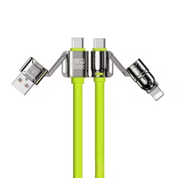 Câble de données en alliage de zinc tressé 4 en 1 avec connecteurs Micro USB et Type-C pour iPhone, charge rapide PD et transfert de données